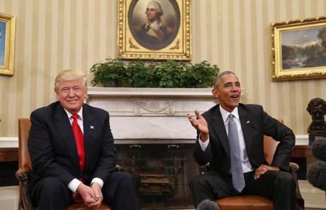 President Barack Obama met with President-elect Donald Trump in the Oval Office on Thursday.
